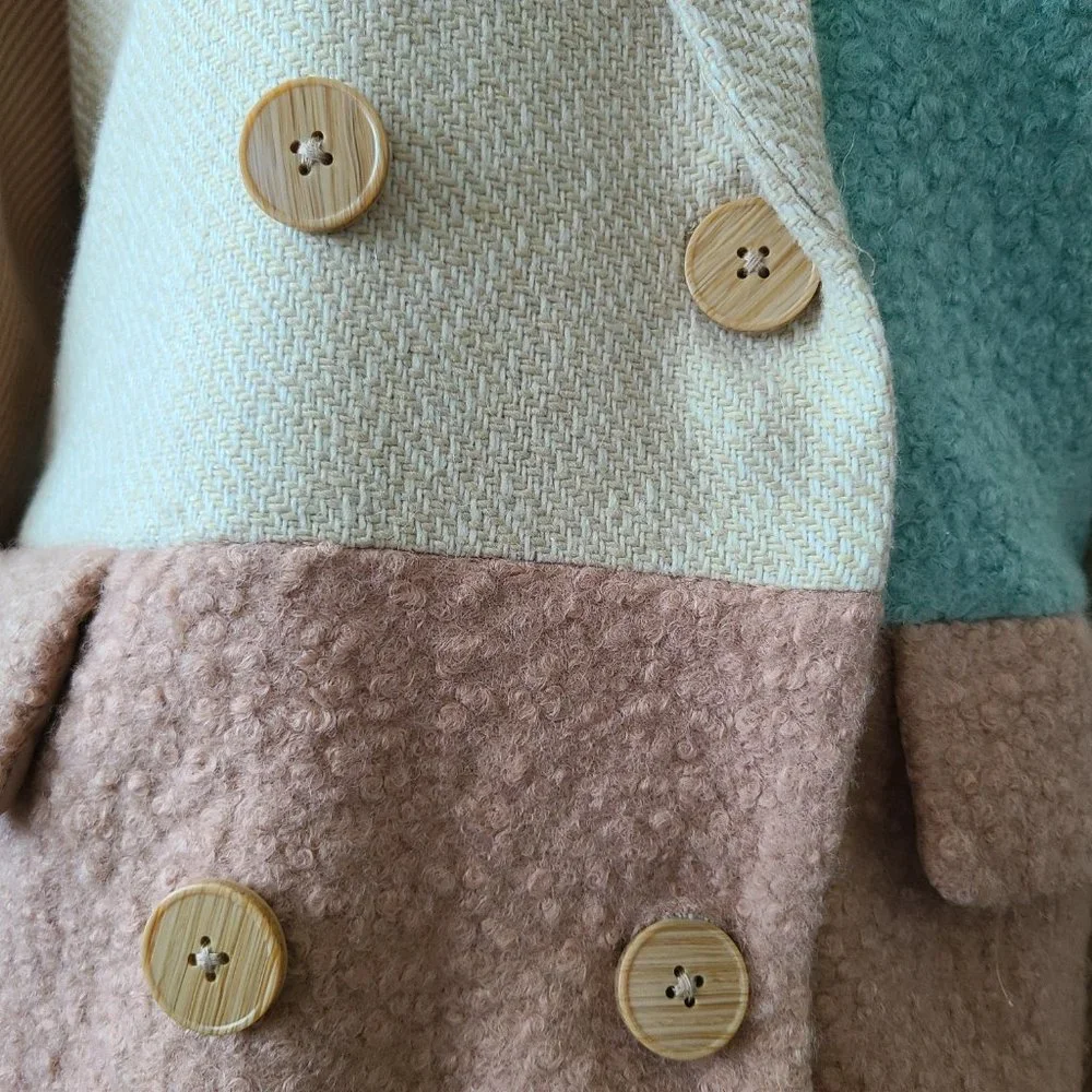 English Factory Turquoise and Tan Full Length Coat - Picture 6 of 16
